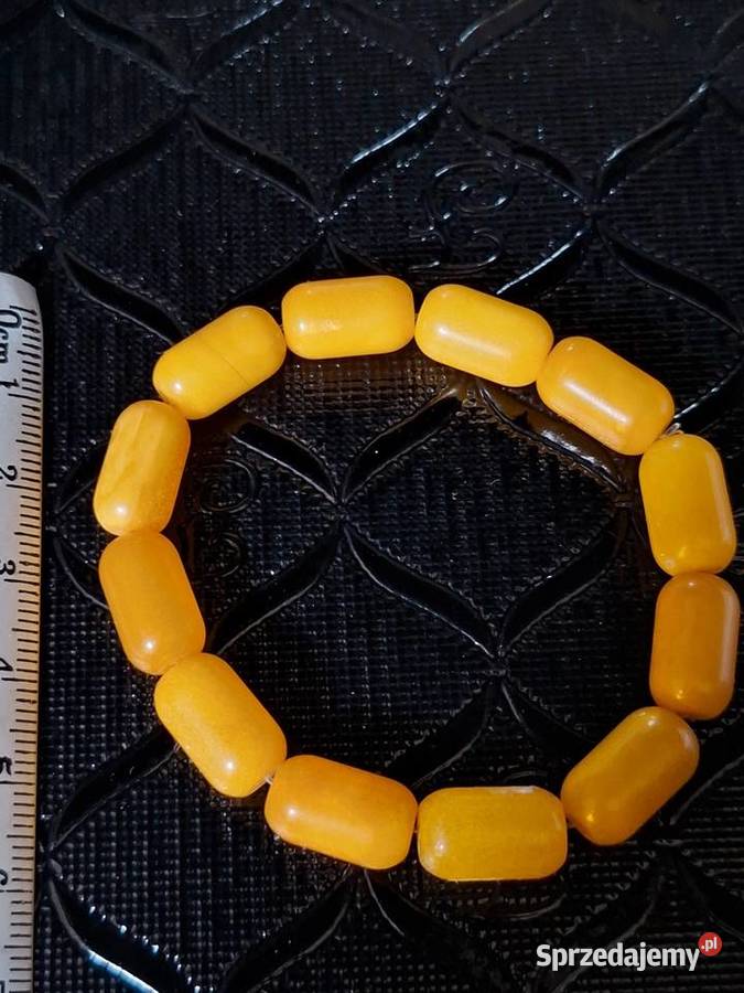 Śliczna bransoletka bursztynowa Amber fasolka