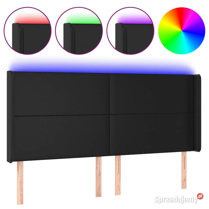 Zagłówek do łóżka z LED czarny 163x16x118128 Warszawa
