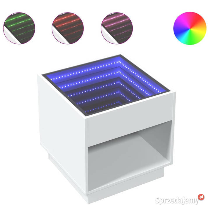 Stolik nocny z LED Infinity biały 50x50x50 sprzedam