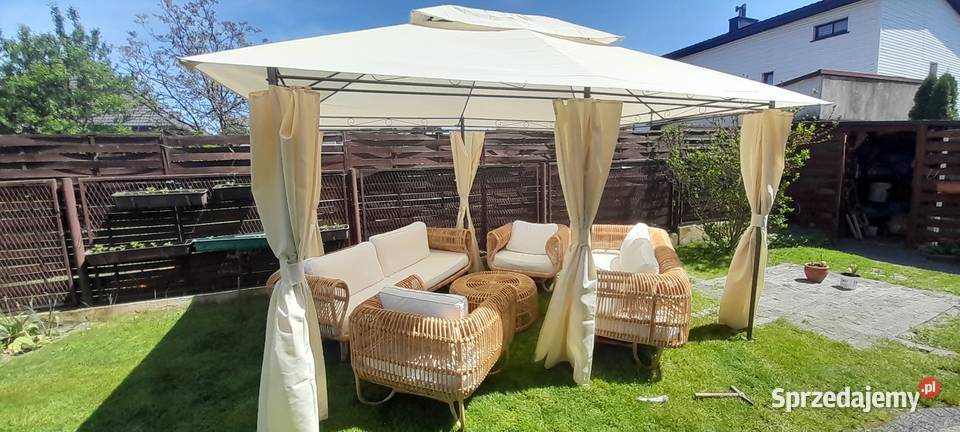 Meble ogrodowe beliani naturalny rattan drewno