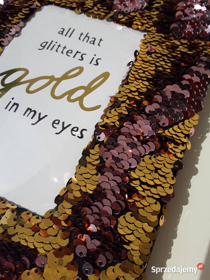 Ramka Glamour złote i brązowe cekiny odwracalne mazowieckie