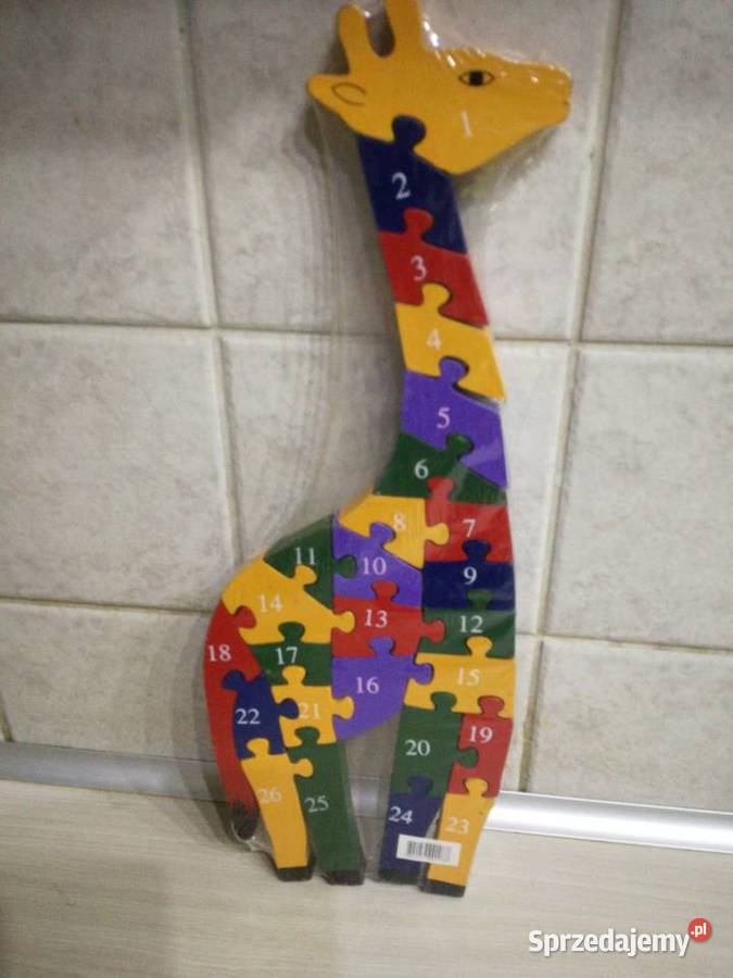 Żyrafa drewniane bloki alfabetu i cyfr Lublin sprzedam