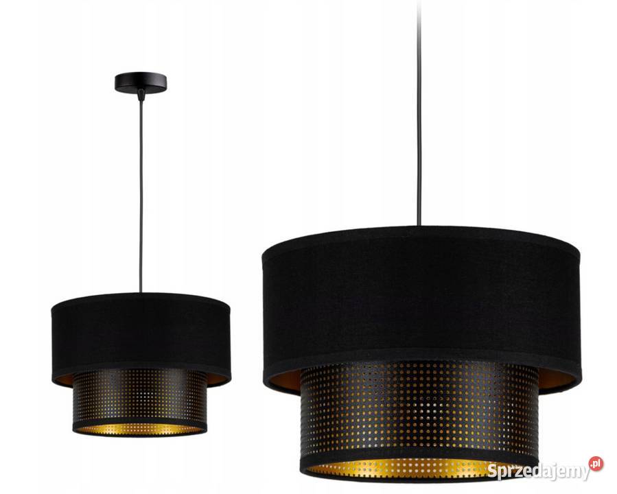 LAMPA WISZĄCA Żyrandol ABAŻUR 20 Czarna złota Choroszcz