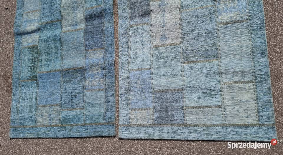 Zestaw dwóch turkusowych dywanówMix tkanin