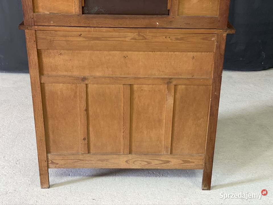 Kredens dębowy Art Deco z lustrami fazowanymi Budno