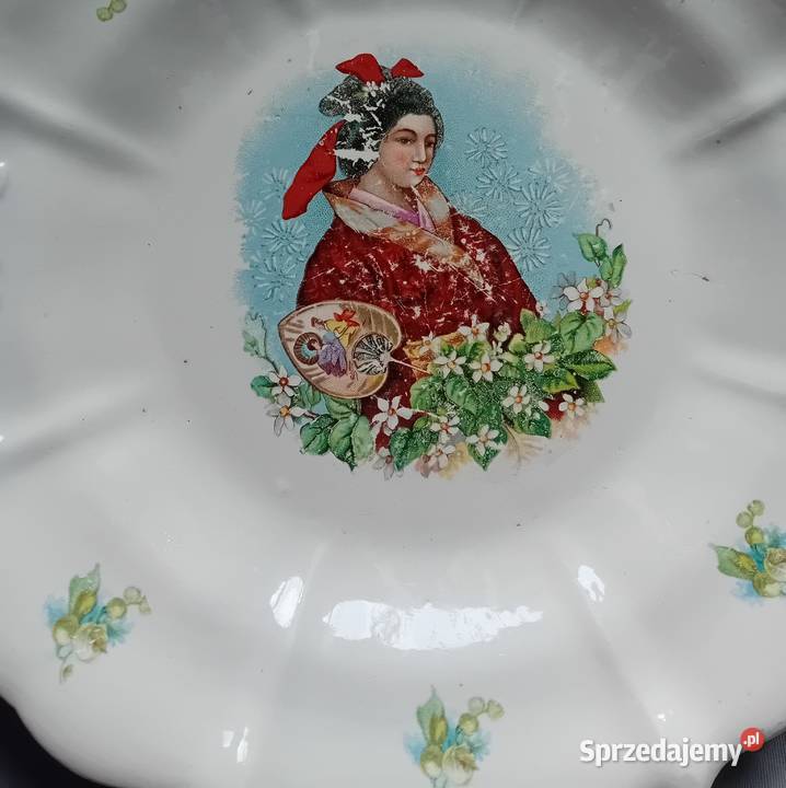 Fajansowy talerz patera z uchwytami August Koźminek