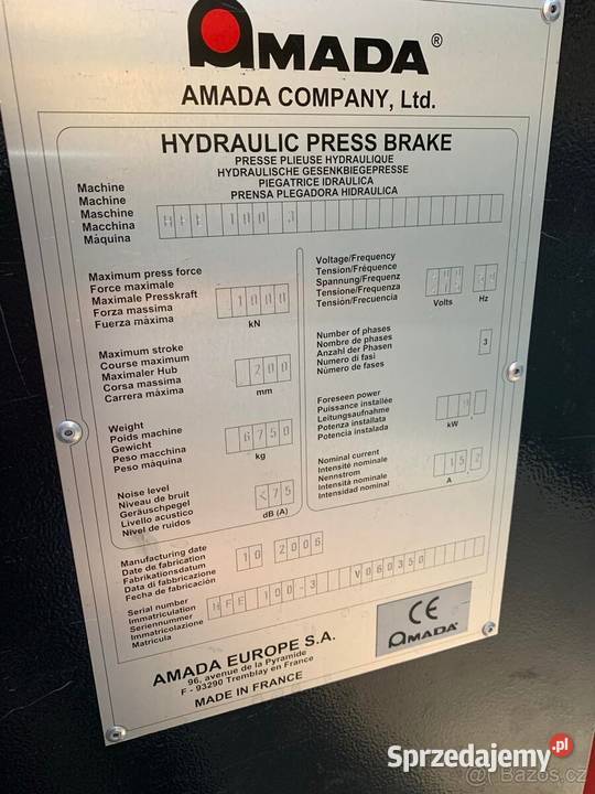 Prasa krawędziowa CNC AMADA HFE 1003 śląskie