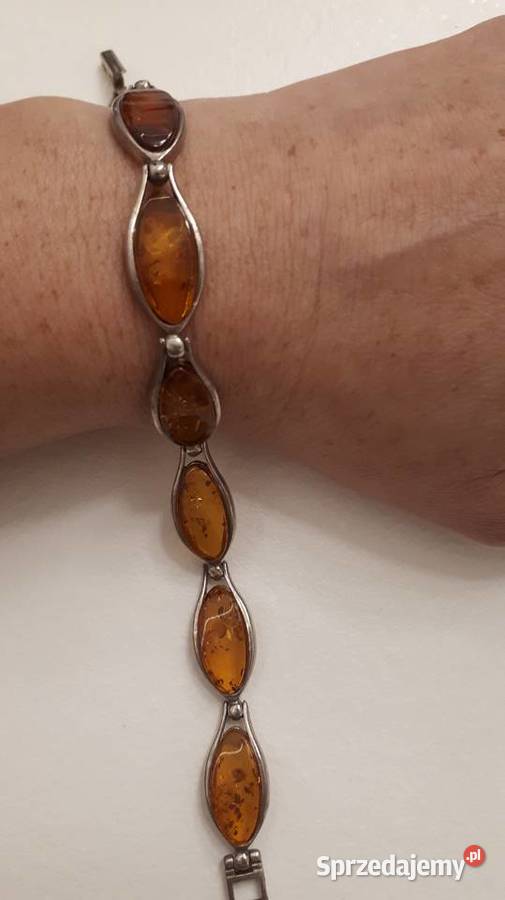 Bransoleta srebrna z bursztynami Radom