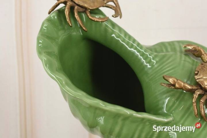 Porcelanowy Zielony Wazon Muszla Kraby z Brązu małopolskie Kraków sprzedam