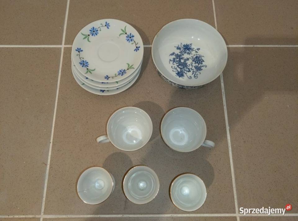 Filiżanki z talerzami porcelanowe Polskie PRL zachodniopomorskie Kołobrzeg