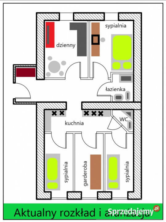 Apartament 5 pokoi 68m2 mnogość opcji aranżacji Piętro 4 Poznań sprzedam