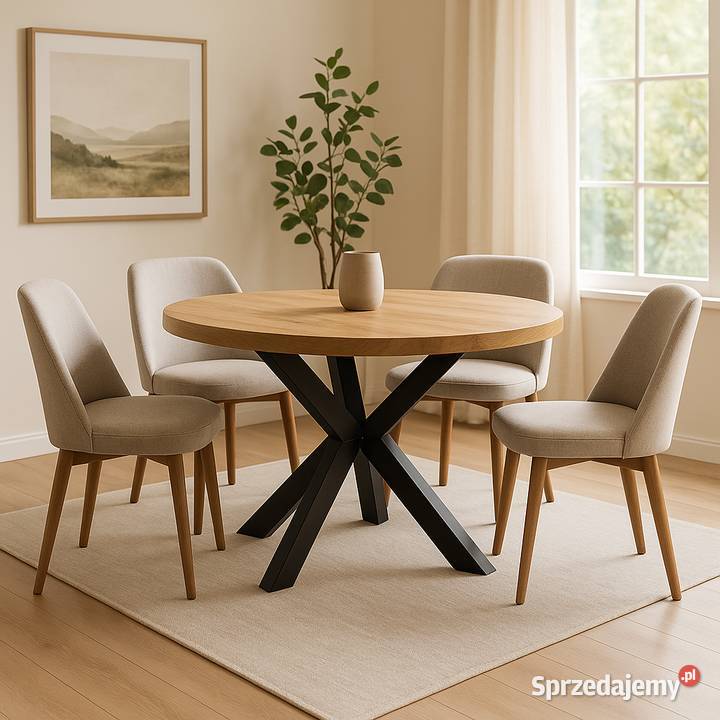 Stół PAJĄK Dębowy Okrągły LOFT Lite Drewno Różne