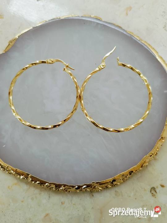 Złote Nowe kolczyki kręcone szer34mmpr585 Wałcz