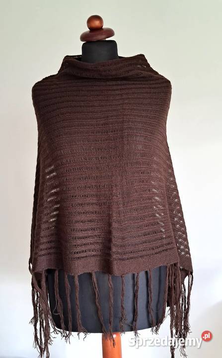 Brązowe poncho vintage narzutka Pozostałe Kraków