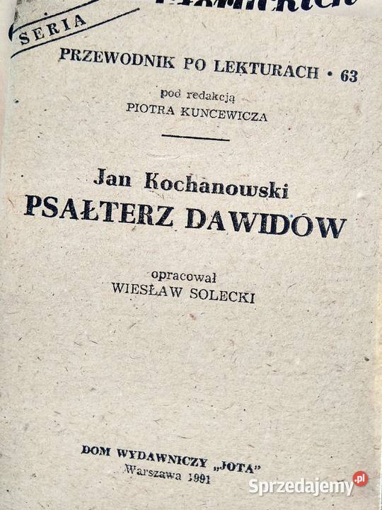 Psałterz Dawidów Kochanowski matura księgarnie Antykwariat Warszawa