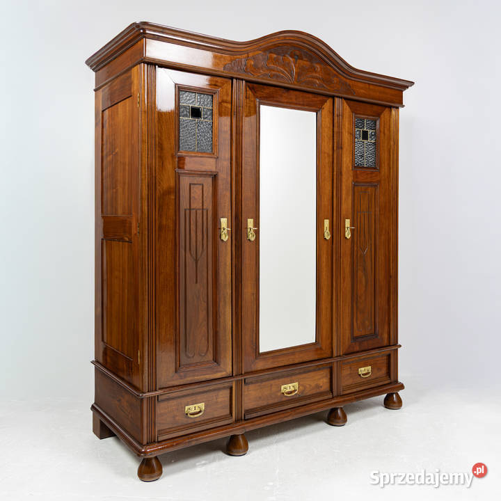 Szafa Orzechowa Jugendstil z Skrytką Witraż Antyki, Sztuka, Kolekcje Swarzędz