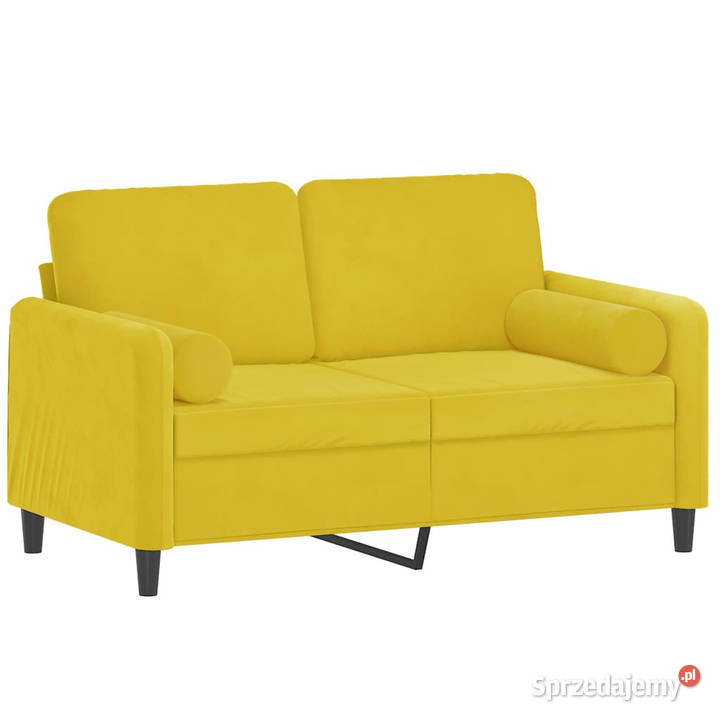 2osobowa sofa z poduszkami żółta 120 aksamit Warszawa
