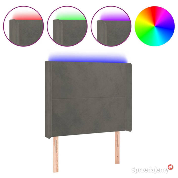 Zagłówek do łóżka z LED ciemnoszary 83x16x118128 Warszawa