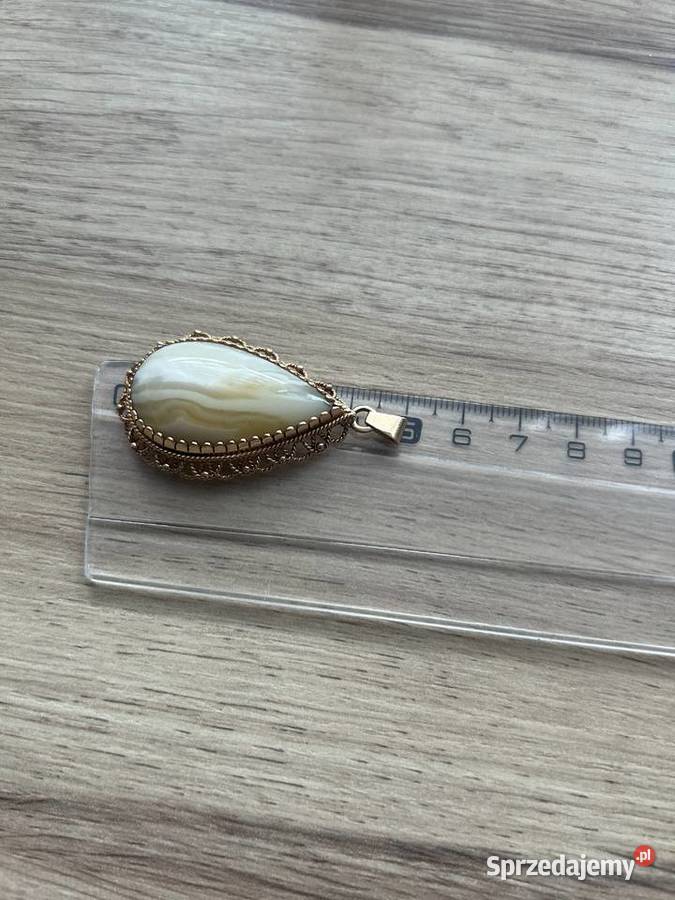 Zawieszka Retro Agat Pasowy w złocie 585 1247g Gliwice