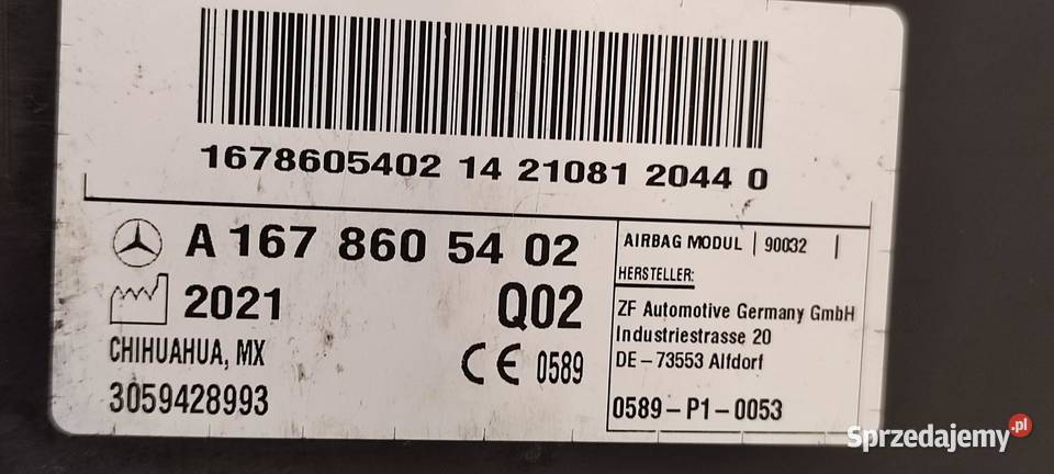 MERCEDES GLE53 W167 PODUSZKA AIRBAG FOTELA PRAWA