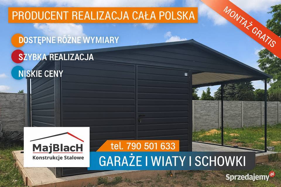 MONTAŻ  GrafitowySchowek Wiatka TANIE Garaże Siemiatycze