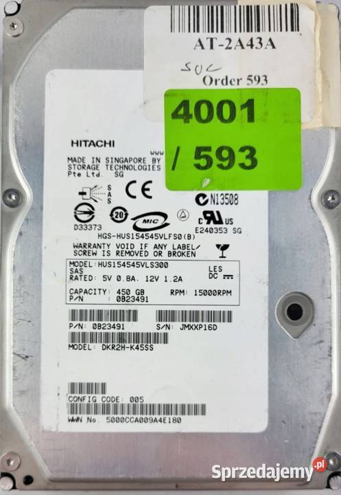Dysk HITACHI UltraStar 15K450 450GB 15K 16MB SAS Warszawa