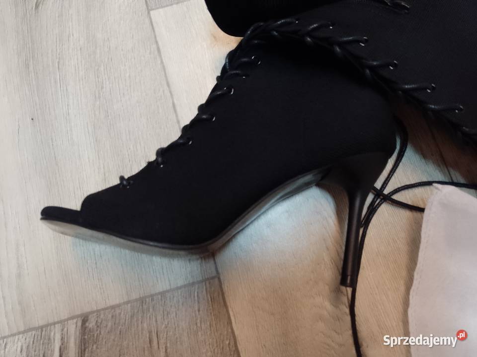 40 Czarne Sznurowane kozaki szpilki wieczorowe z Kraków sprzedam