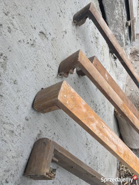 Stare karnisze dębowe z PRLu OKAZJA Wystrój okien Ożarów