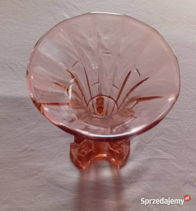 Różowy wazon art deco Rockett Vase Stoelzle lata Koźminek