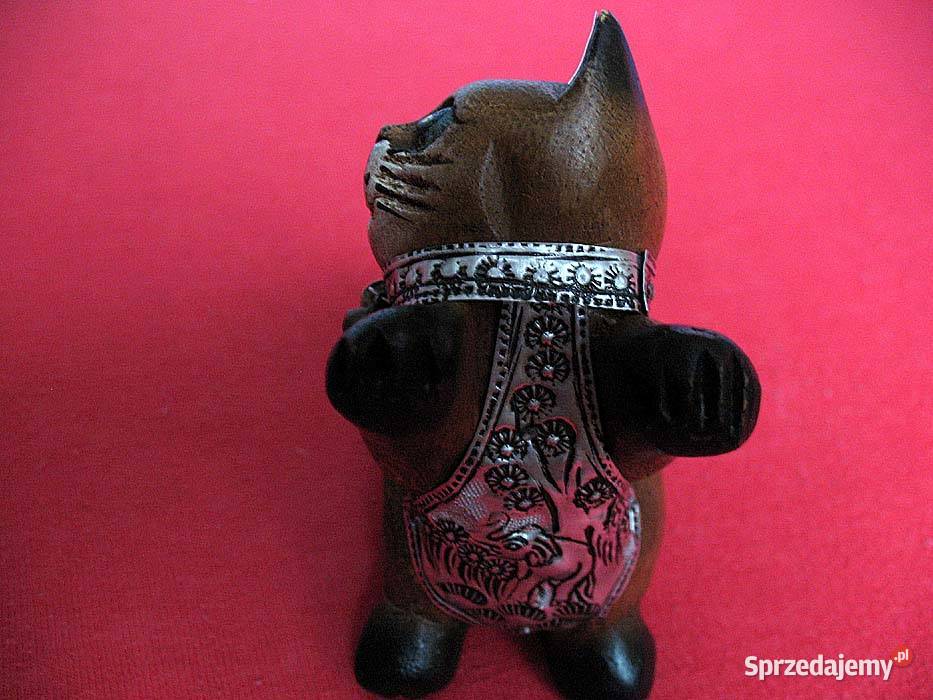 Kot Elegancki kotek drewniany figurka stara 10 x Siedlce