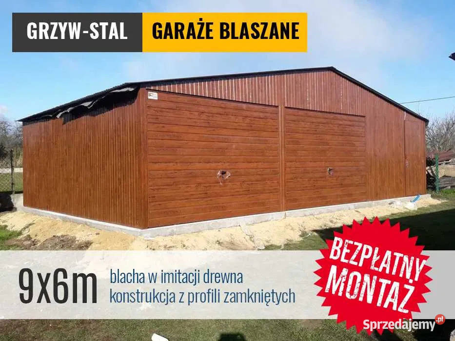 Duży Garaż Blaszany w kolorze ORZECH Wiata sprzedam