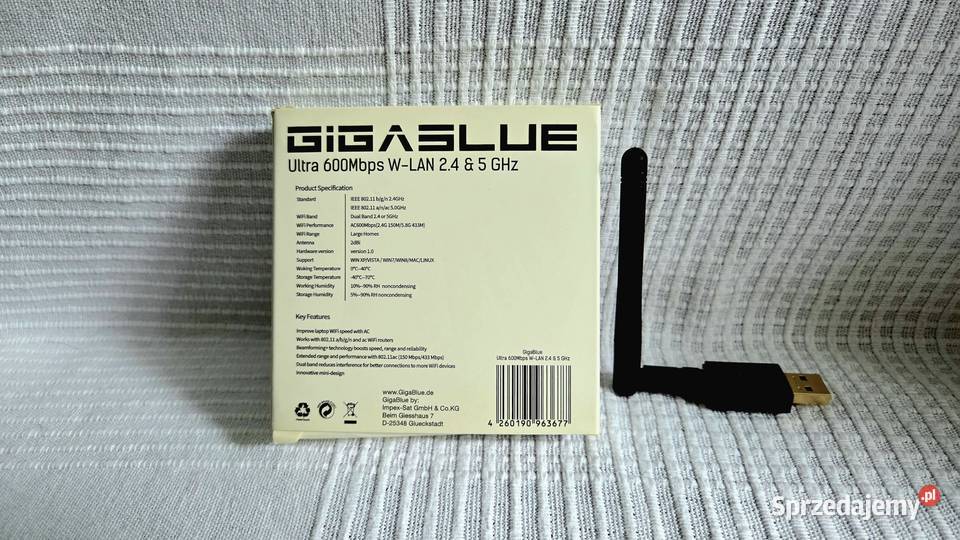 AdapterKarta USB WiFi GIGABLUE Ultra 600Mbps śląskie