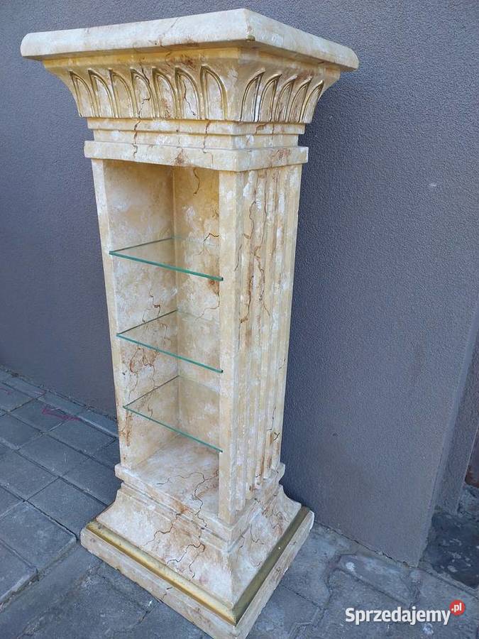 Kolumna gipsowa imitacja marmuru kwietnik beżowy Tczew