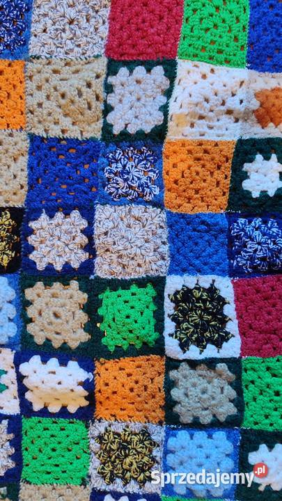 Wełniany koc pled narzuta patchwork handmade Gdańsk sprzedam
