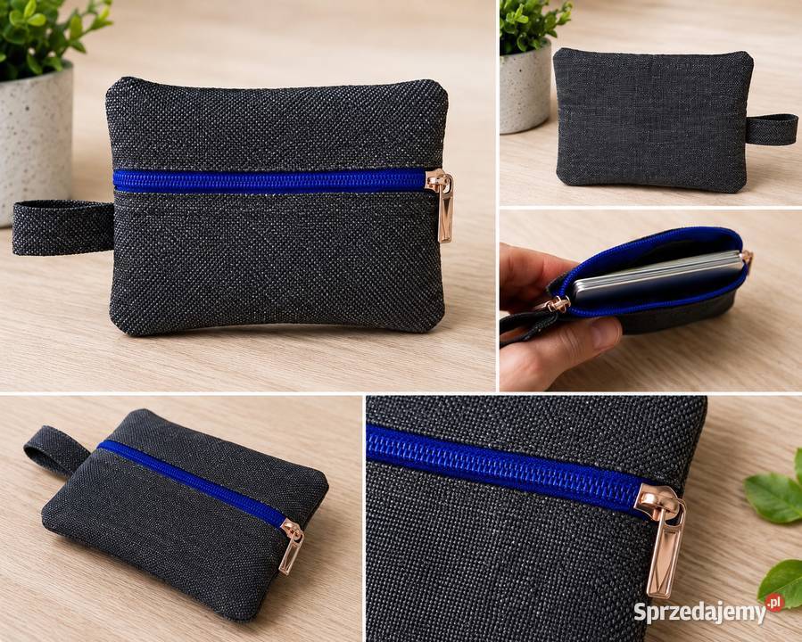 Ręcznie szyta saszetka etui 12 8 czarna z