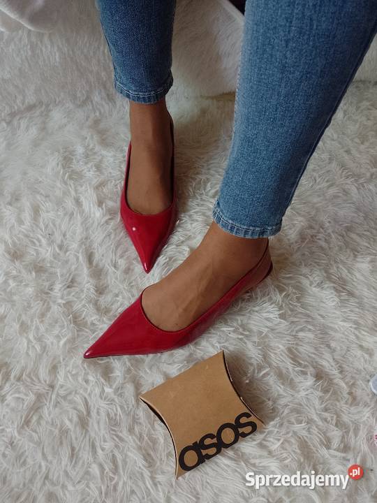 40 ASOS Design Czerwone czółenka z odkrytą piętą Asos Czółenka Kraków