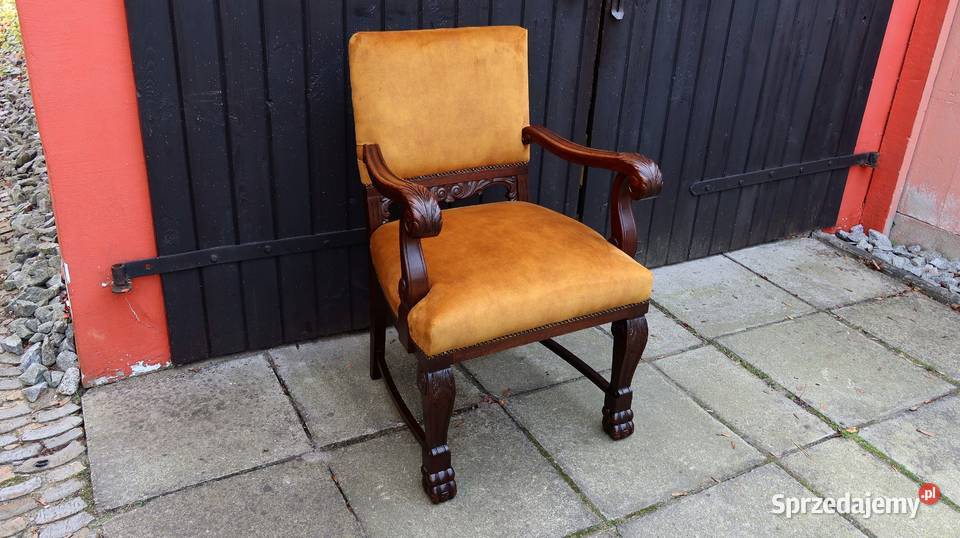 Unikatowy Neorenesansowy Fotel Tron Do Biurka