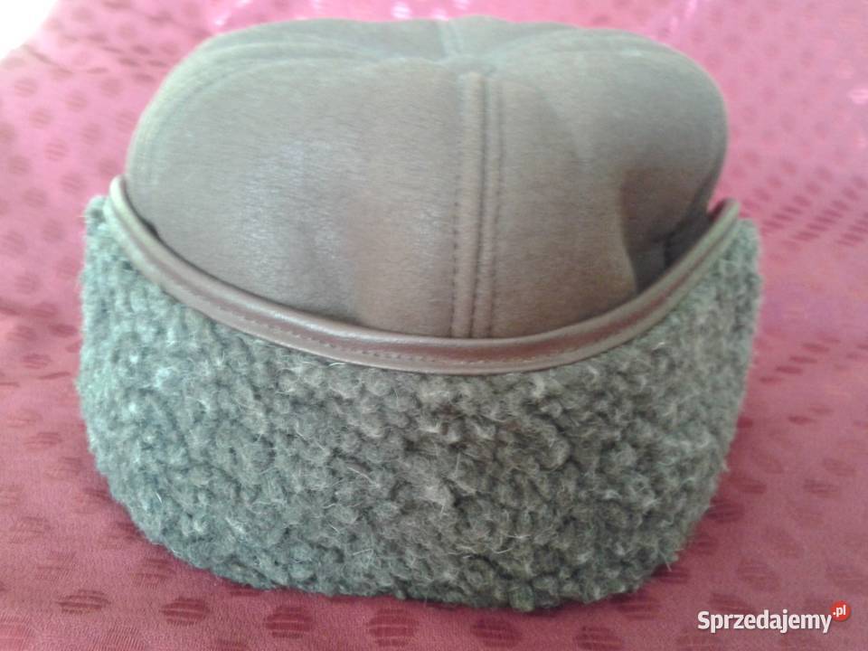 Czapka skórzana zimowa z daszkiem i nausznikami Nakrycia głowy Łódź