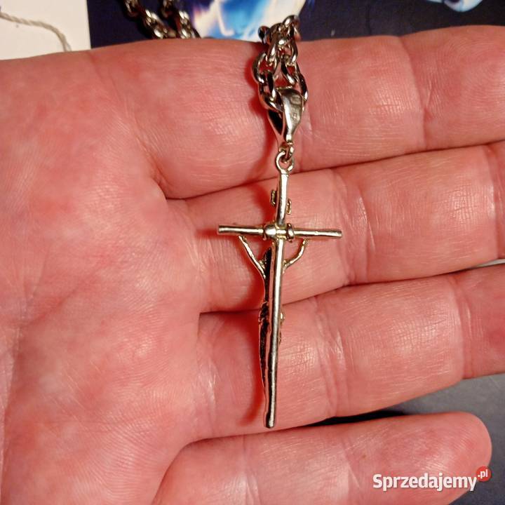 Srebrny krzyż z JEZUS CHRYSTUS Starachowice sprzedam