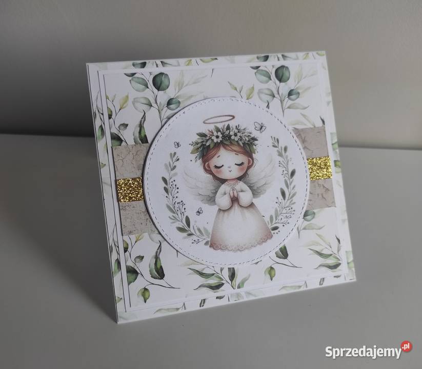 Kartka ręcznie robiona handmade z okazji Chrztu Łódź