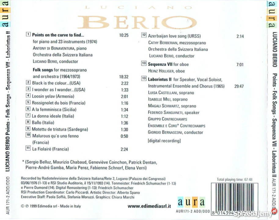 CD Luciano Berio Points On The Curve To Find Stalowa Wola