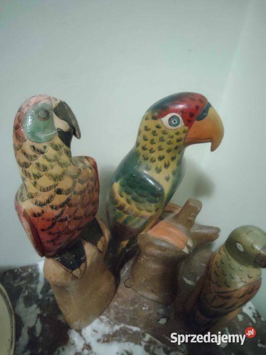 Kolorowe papugi balsa Figurki i rzeźby
