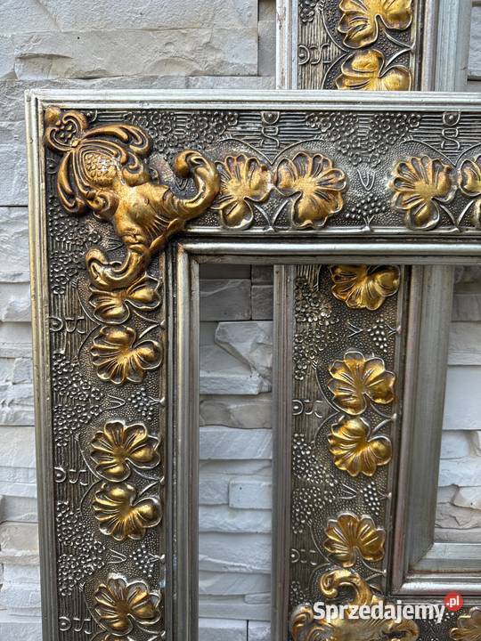 Stara drewniana rama rzeźbiona do lustra obrazu