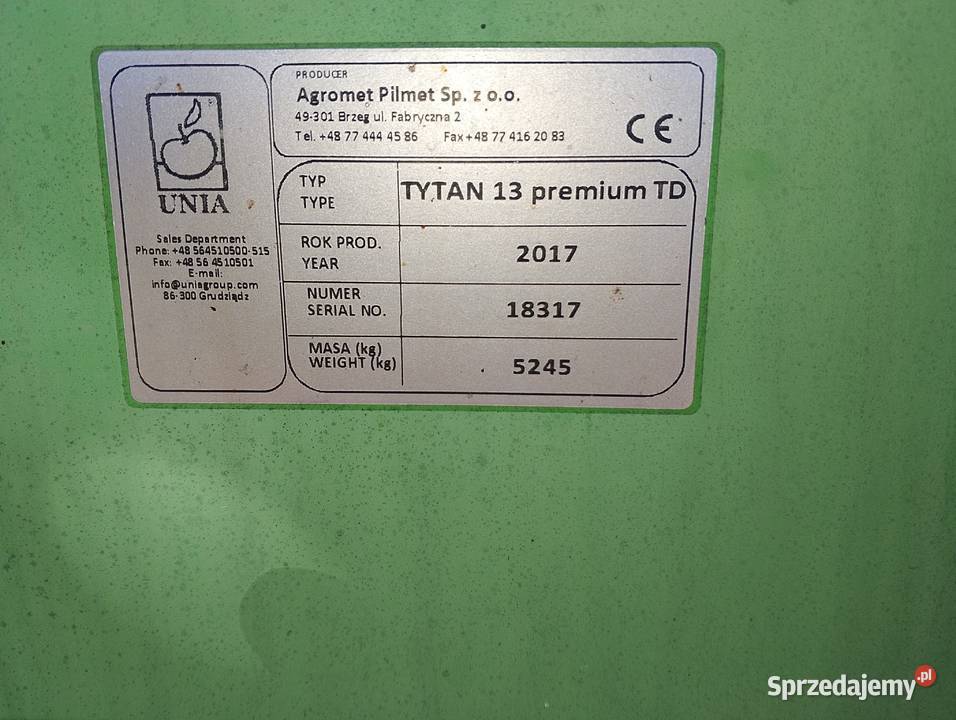 Rozrzutnik Unia Tytan 13 Premium Rozrzutniki obornika Niewikla