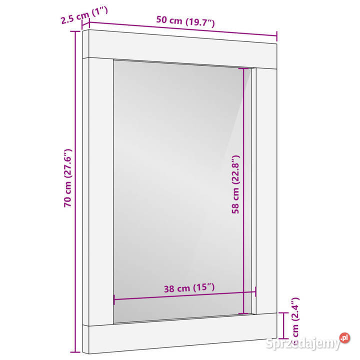 Lustro łazienkowe 50x70x25 lite drewno mango i Pozostałe Warszawa