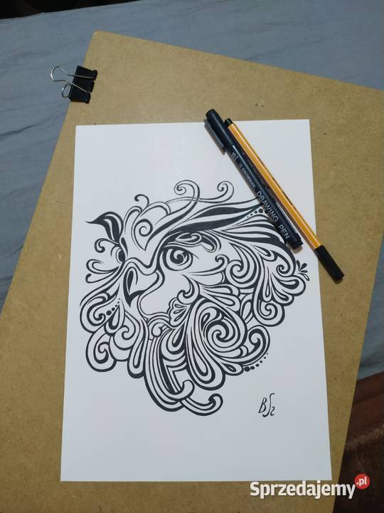 Rysunek sowa cienkopis blok tech A4 250 gm2 mazowieckie