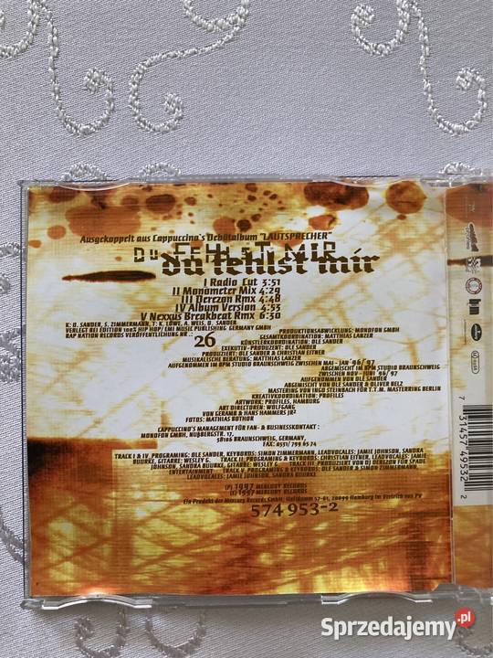 Płyta CD Single Cappuccino Du Fehlst Mir Mix