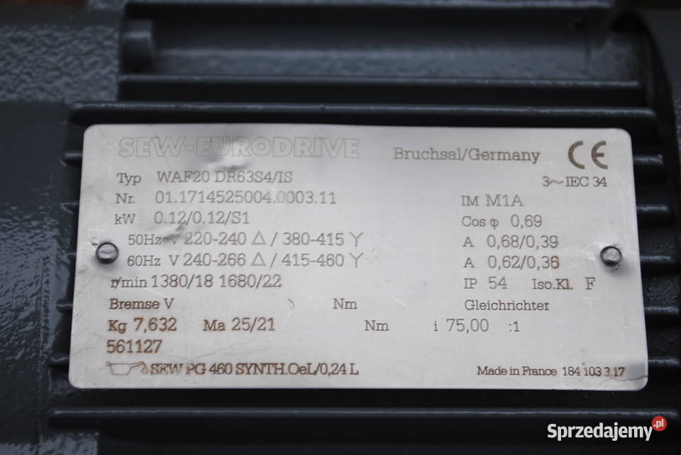 Motoreduktor kątowy 012kw 18obrmin SEW lubuskie sprzedam