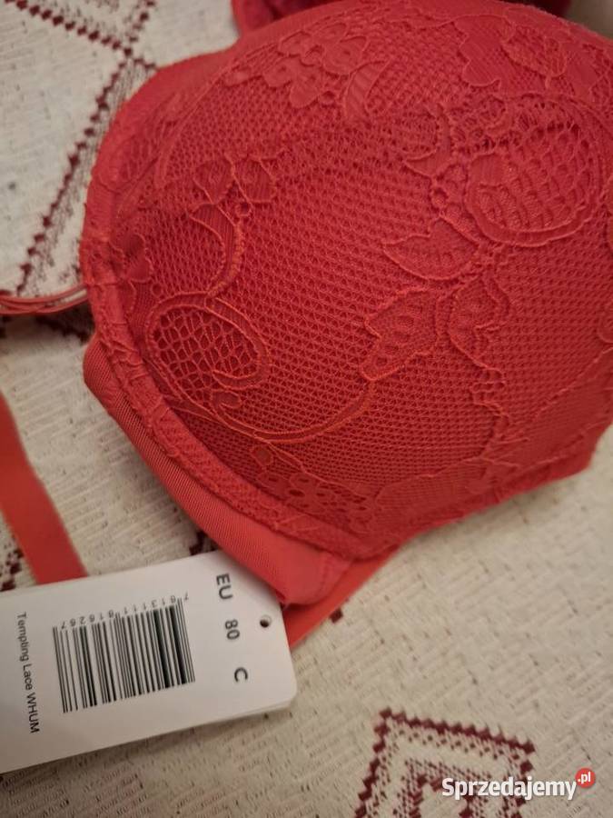 Triumph Tempting Lace WHUM 80 C nowy czerwony Push-up Warszawa sprzedam