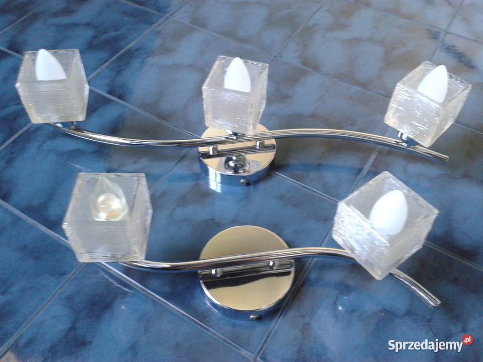 Lampa ścienna sufitowa kinkiet szkło i chrom śląskie Rybnik
